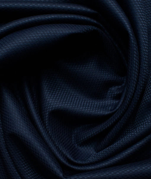 Godstra Men's Terry Rayon Structured 3.75 Meter Unstitched Suiting Fabric (Dark Blue)