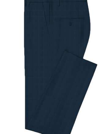 Godstra Men's Terry Rayon Checks 3.75 Meter Unstitched Suiting Fabric (Dark Blue)