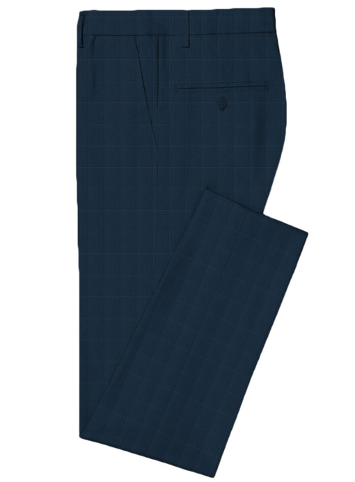 Godstra Men's Terry Rayon Checks 3.75 Meter Unstitched Suiting Fabric (Dark Blue)