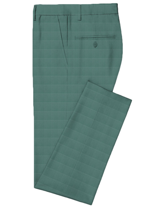 Godstra Men's Terry Rayon Checks 3.75 Meter Unstitched Suiting Fabric (Fern Green)