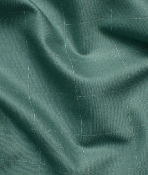 Godstra Men's Terry Rayon Checks 3.75 Meter Unstitched Suiting Fabric (Fern Green)