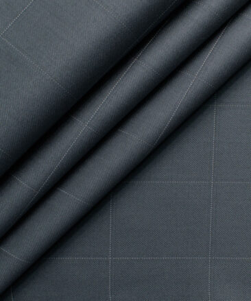 Godstra Men's Terry Rayon Checks 3.75 Meter Unstitched Suiting Fabric (Grey)