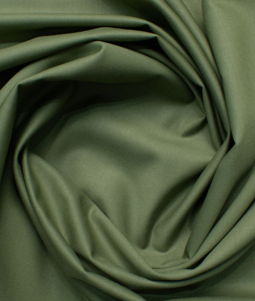 Italian Channel Men's Terry Rayon Solids 3.75 Meter Unstitched Suiting Fabric (Olive Green)