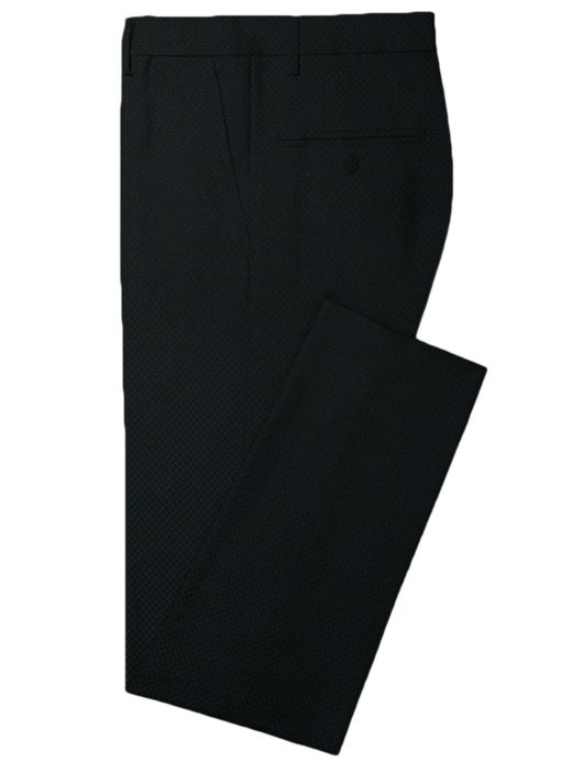 Italian Channel Men's Terry Rayon Structured 3.75 Meter Unstitched Suiting Fabric (Black)