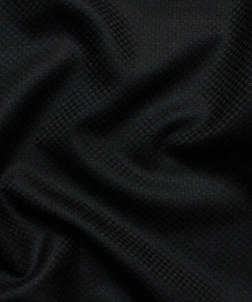 Italian Channel Men's Terry Rayon Structured 3.75 Meter Unstitched Suiting Fabric (Black)