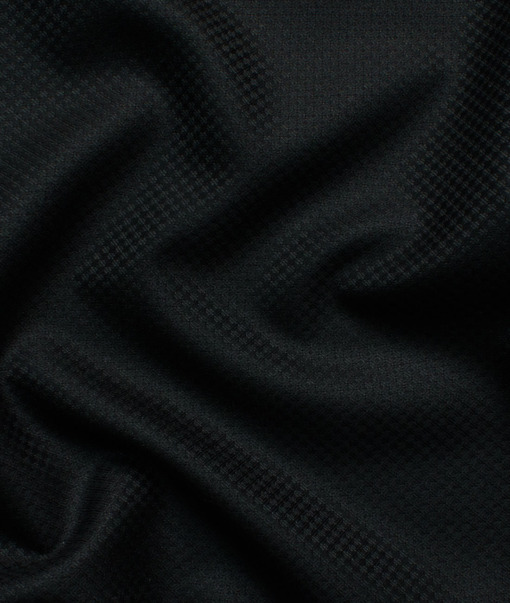 Italian Channel Men's Terry Rayon Structured 3.75 Meter Unstitched Suiting Fabric (Black)