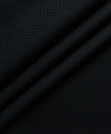 Italian Channel Men's Terry Rayon Structured 3.75 Meter Unstitched Suiting Fabric (Black)