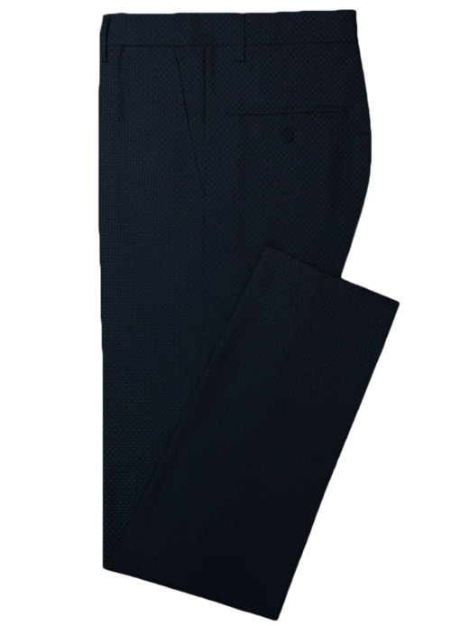 Italian Channel Men's Terry Rayon Structured 3.75 Meter Unstitched Suiting Fabric (Dark Blue)