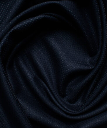 Italian Channel Men's Terry Rayon Structured 3.75 Meter Unstitched Suiting Fabric (Dark Blue)