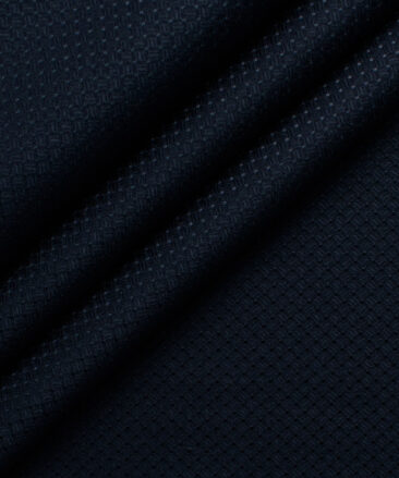 Italian Channel Men's Terry Rayon Structured 3.75 Meter Unstitched Suiting Fabric (Dark Blue)