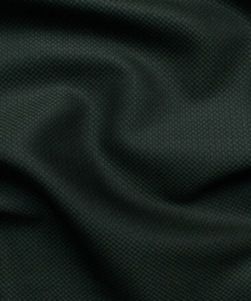 Italian Channel Men's Terry Rayon Structured 3.75 Meter Unstitched Suiting Fabric (Dark Green)