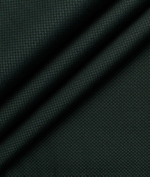 Italian Channel Men's Terry Rayon Structured 3.75 Meter Unstitched Suiting Fabric (Dark Green)