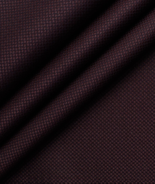 Italian Channel Men's Terry Rayon Structured  Unstitched Suiting Fabric (Dark Wine)