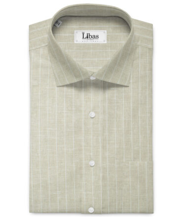 J.Hampstead Men's 60 LEA European Linen Striped 2.25 Meter Unstitched Shirting Fabric (Beige)