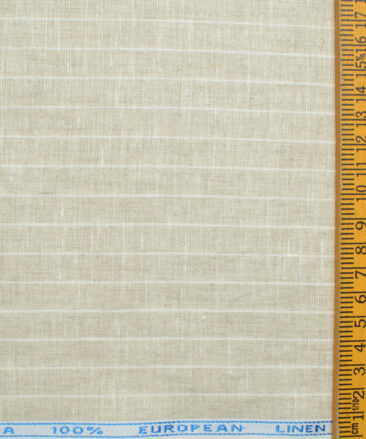 J.Hampstead Men's 60 LEA European Linen Striped 2.25 Meter Unstitched Shirting Fabric (Beige)