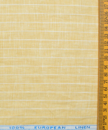 J.Hampstead Men's 60 LEA European Linen Striped 2.25 Meter Unstitched Shirting Fabric (Latte Beige)