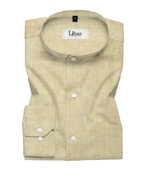 J.Hampstead Men's 60 LEA European Linen Self Design 2.25 Meter Unstitched Shirting Fabric (Latte Beige)