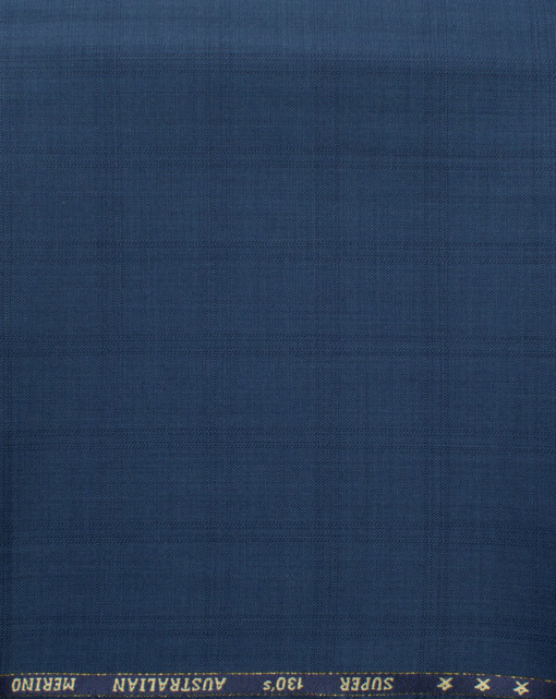 J.Hampstead Men's 60% Wool Checks Super 130's1.30 Meter Unstitched Trouser Fabric (Aegean Blue)