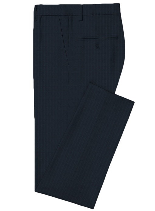 Luigi Bernardo Men's High Twisted Terry Rayon Striped 3.75 Meter Unstitched Suiting Fabric (Dark Navy Blue)