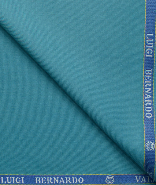 Luigi Bernardo Men's High Twisted Terry Rayon Solids 3.75 Meter Unstitched Suiting Fabric (Teal Blue)