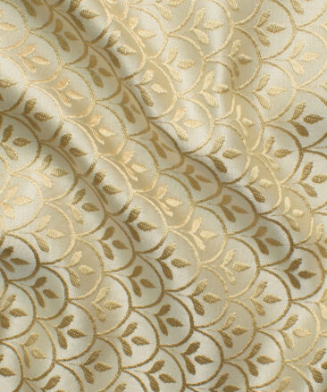 Mark & Peanni Men's Terry Rayon Self Design 2.25 Meter Unstitched Ethnic Fabric (Beige)