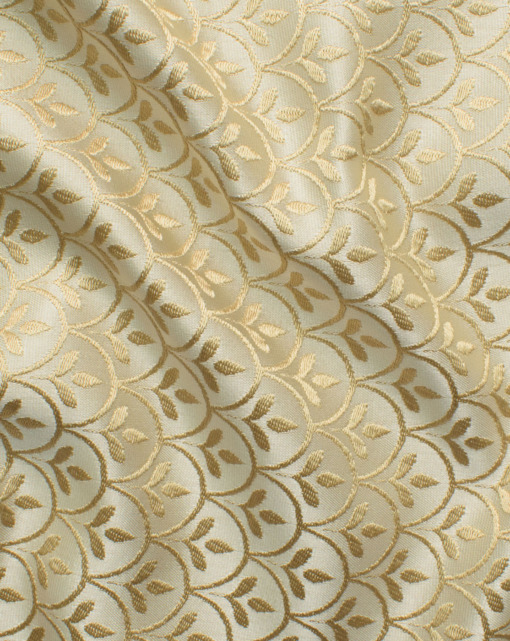 Mark & Peanni Men's Terry Rayon Self Design 2.25 Meter Unstitched Ethnic Fabric (Beige)