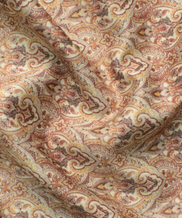 Nemesis Men's Terry Rayon Printed 2.25 Meter Unstitched Ethnic Fabric (Beige)