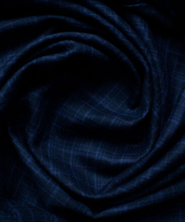 Ocm Men's Acrylic Wool Checks 2.25 Meter Unstitched Shirting Fabric (Dark Royal Blue)