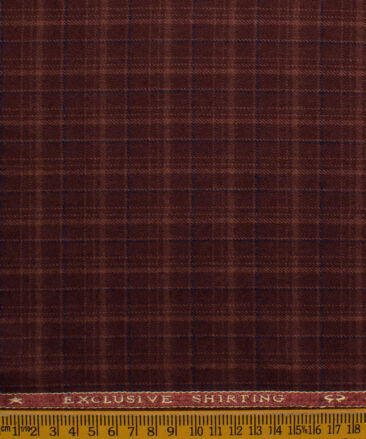 Ocm Men's Acrylic Wool Checks 2.25 Meter Unstitched Shirting Fabric (Maroon Red)