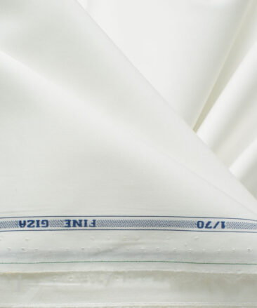 Raymond Men's 70's Pima Cotton Solids 2.25 Meter Unstitched Shirting Fabric (White)