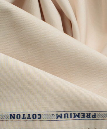 Raymond Men's Premium Cotton Solids 2.25 Meter Unstitched Shirting Fabric (Egg Nog Beige)