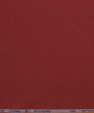 Raymond Men's Premium Cotton Solids 2.25 Meter Unstitched Shirting Fabric (Garnet Red)