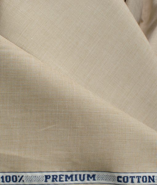 Raymond Men's Premium Cotton Solids 2.25 Meter Unstitched Shirting Fabric (Oat Beige)