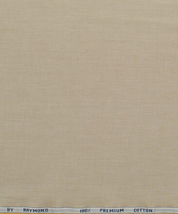 Raymond Men's Premium Cotton Solids 2.25 Meter Unstitched Shirting Fabric (Oat Beige)