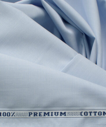 Raymond Men's Premium Cotton Solids 2.25 Meter Unstitched Shirting Fabric (Sky Blue)