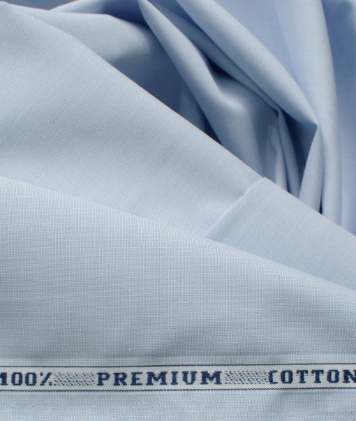 Raymond Men's Premium Cotton Solids 2.25 Meter Unstitched Shirting Fabric (Sky Blue)