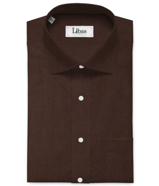 Raymond Men's Premium Cotton Solids 2.25 Meter Unstitched Shirting Fabric (Umber Brown)