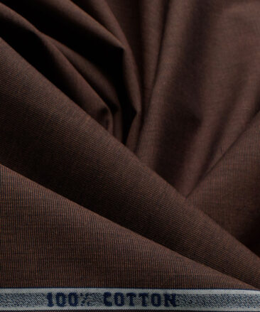 Raymond Men's Premium Cotton Solids 2.25 Meter Unstitched Shirting Fabric (Umber Brown)