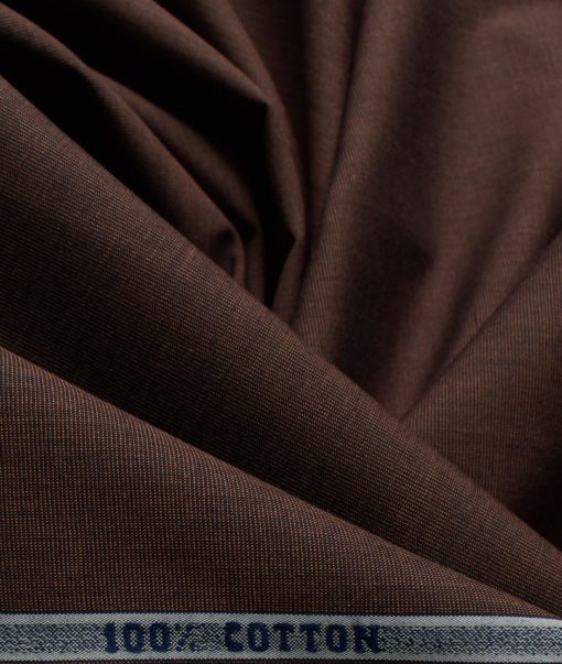 Raymond Men's Premium Cotton Solids 2.25 Meter Unstitched Shirting Fabric (Umber Brown)