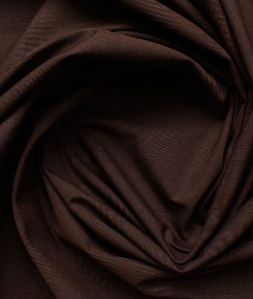 Raymond Men's Premium Cotton Solids 2.25 Meter Unstitched Shirting Fabric (Umber Brown)