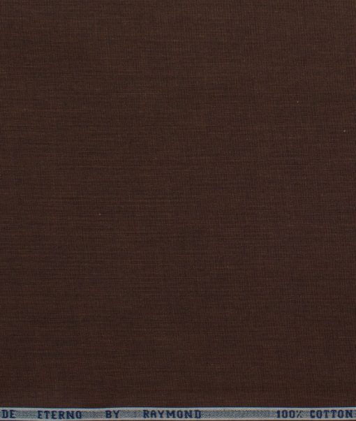 Raymond Men's Premium Cotton Solids 2.25 Meter Unstitched Shirting Fabric (Umber Brown)