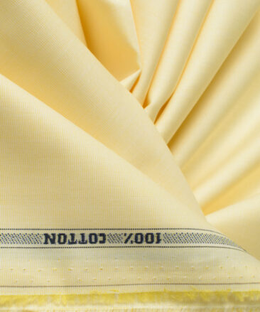 Raymond Men's Premium Cotton Solids 2.25 Meter Unstitched Shirting Fabric (Yellow)