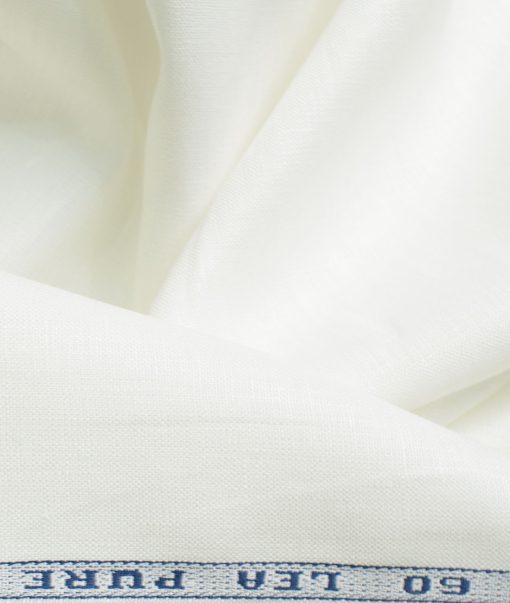 Raymond Men's 60 LEA Pure Linen Solids 3.50 Meter Unstitched Shirting Fabric (White)