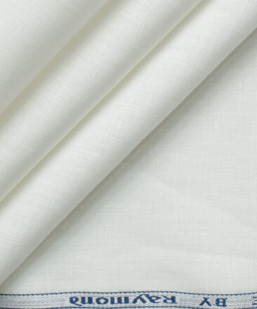 Raymond Men's 80 LEA Pure Linen Solids 3.50 Meter Unstitched Shirting Fabric (White)