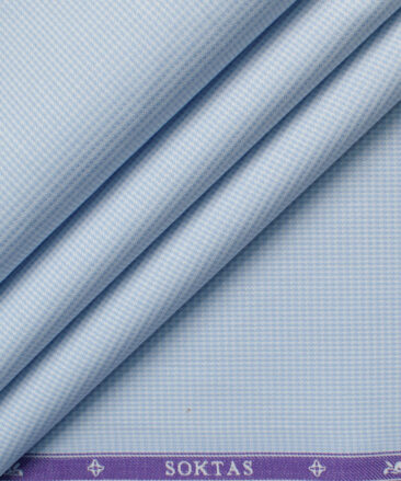 Soktas Men's Giza Cotton Stuctured 2.25 Meter Unstitched Shirting Fabric (Sky Blue)