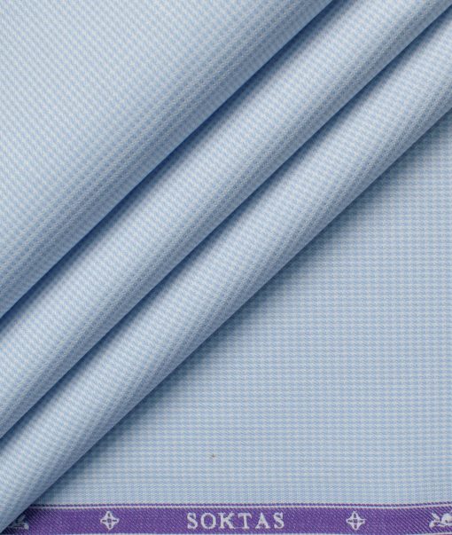 Soktas Men's Giza Cotton Stuctured 2.25 Meter Unstitched Shirting Fabric (Sky Blue)