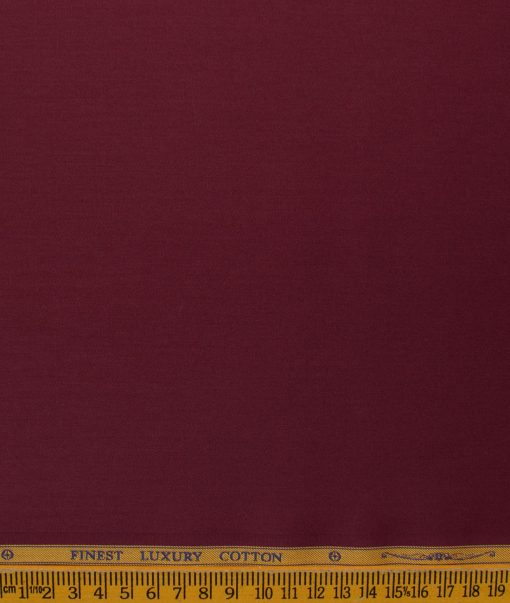 Soktas Men's Luxury Cotton Solids 2.25 Meter Unstitched Shirting Fabric (Maroon Red)