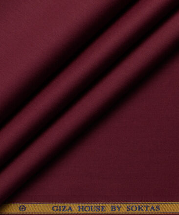 Soktas Men's Luxury Cotton Solids 2.25 Meter Unstitched Shirting Fabric (Maroon Red)