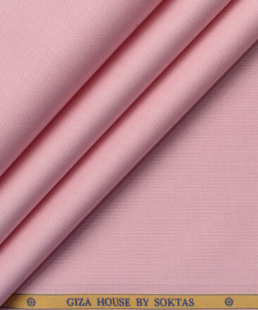 Soktas Men's 120/2 Giza Cotton Stuctured 2.25 Meter Unstitched Shirting Fabric (Crepe Pink)