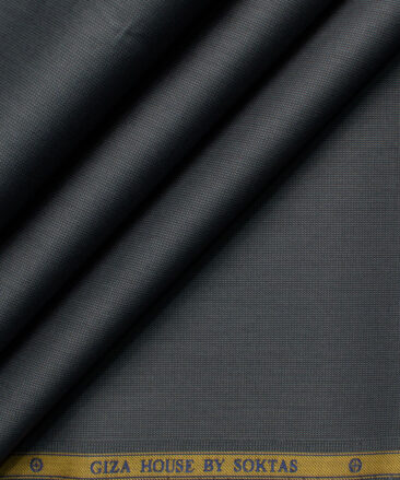 Soktas Men's 120/2 Giza Cotton Stuctured 2.25 Meter Unstitched Shirting Fabric (Dark Grey)